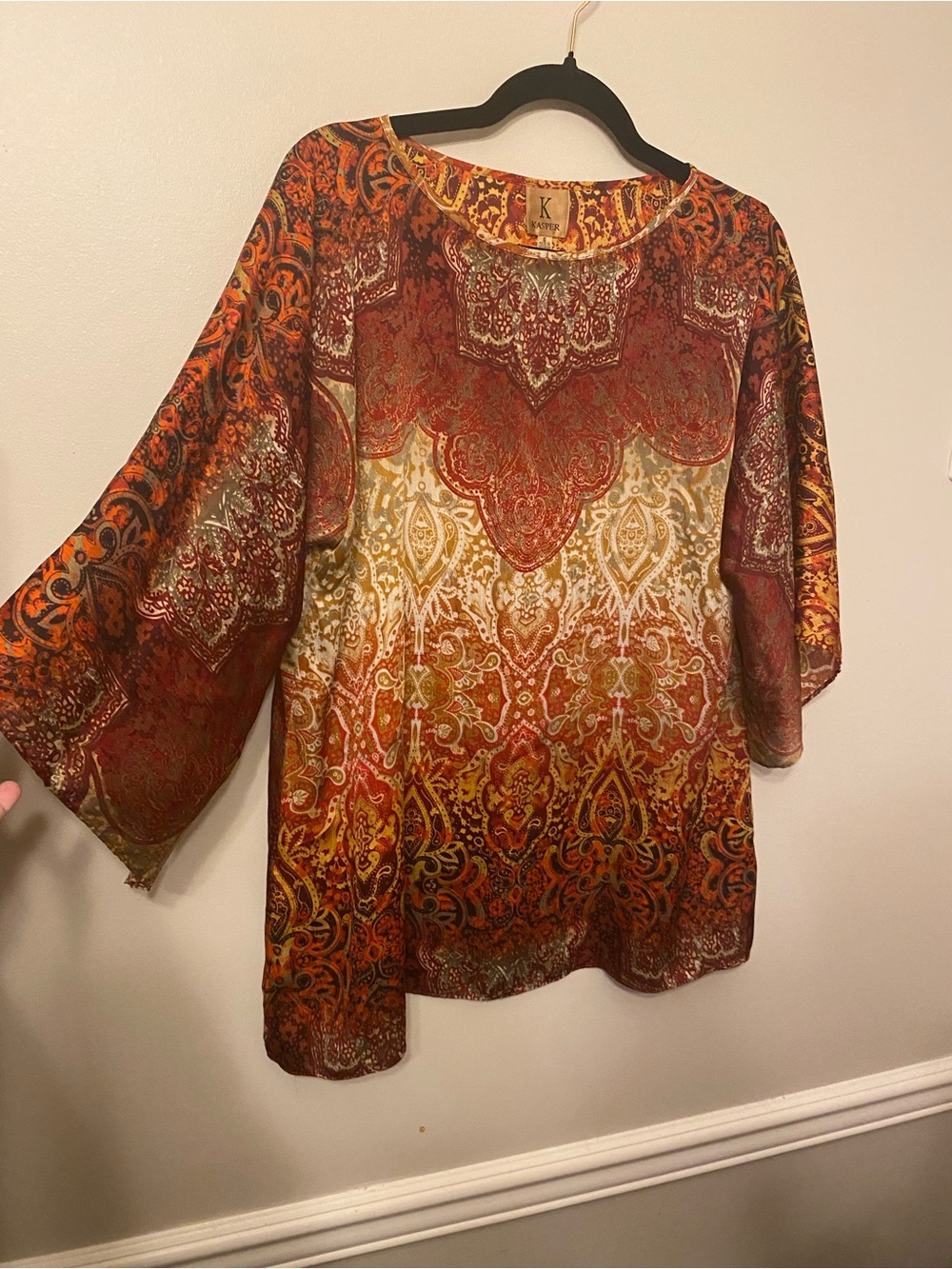 Kasper Paisley Print Tunic in Rust, Gold and Olive